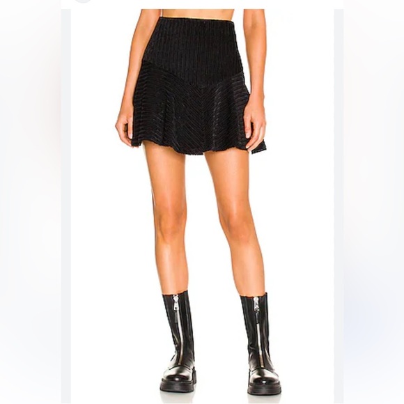 Free People Camden Corduroy Elastic Waist Mini Skirt Black Size Small - Picture 9 of 9